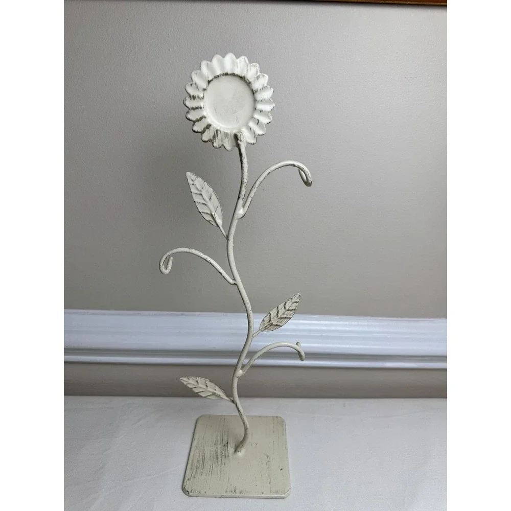 Pier 1 Imports Sunflower Photo‎ Tree Distressed White Metal 3 Frame Shabby Chic